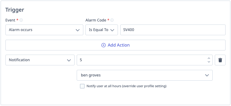 Notification Action Configuration